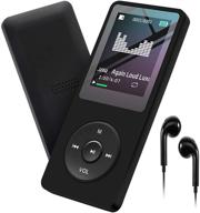 high-quality mp3 player 32gb with speaker, fm radio, earphone - portable hifi lossless sound, mini music player with voice recorder, e-book & hd screen 1.8 inch - black - supports up to 128gb logo