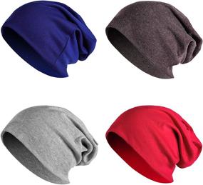 img 4 attached to 🧢 JOYEBUY 4 Pack: Stylish Thin Hip-hop Soft Stretch Knit Slouchy Beanie Hat Skull Cap - Unisex Fashion Accessory