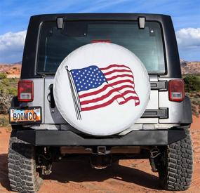 img 2 attached to 🚗 Tsofu Spare Tire Cover - Waterproof White Star PVC Leather Universal Fit - Ideal for Jeep, Trailer, RV, SUV, and Many Vehicles - 15" Diameter (27"-29")