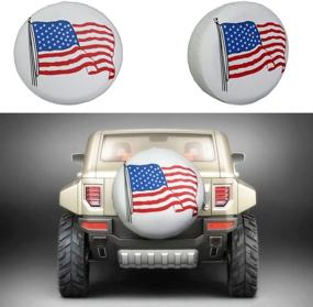 img 4 attached to 🚗 Tsofu Spare Tire Cover - Waterproof White Star PVC Leather Universal Fit - Ideal for Jeep, Trailer, RV, SUV, and Many Vehicles - 15" Diameter (27"-29")