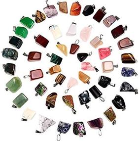 img 2 attached to 💎 50 Assorted Irregular Healing Stone Beads - Bullet Shape Crystal Stone Pendants Quartz Charms with Storage Bag for Jewelry Making (Style 1)