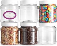 📦 6-pack round clear plastic storage containers with lids - 32 oz capacity - air tight sealing & labels - bpa free - ideal for pantry, paint, or home organization needs логотип