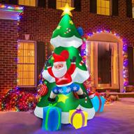 🎄 6 ft inflatable christmas tree with led lights and claus climbing - yard decoration for indoor and outdoor use logo