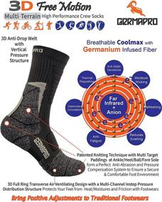 img 2 attached to 🧦 Ultimate Comfort and Performance: Men's Moisture-Wicking Hiking Work Boot Socks with Anti-Stress Germanium & Coolmax Fiber Lite-Compression Technology