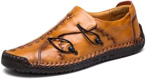 img 4 attached to 👞 Men's Comfortable Stitched Loafers Driving Shoes for Slip-Ons and Moccasins