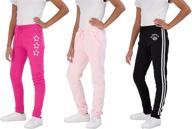 stylish and functional: star ride girls' athletic 🌟 sweatpants in pink rose and blue for active comfort logo