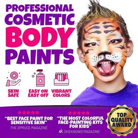 img 3 attached to 🎃 Blue Squid Halloween Makeup Kit: Ultimate Face Paint Kit for Kids - 22 Colors, 160pcs, Stencils, Gems, Hair Chalks, Brushes, Glitter, Sponges, Booklet & more!