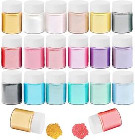 img 4 attached to 20 Vibrant Mica Powder Pigment Set for DIY Crafts: Resin, Bath Bombs, Soap Making, Makeup, Nail Art, Paint (10g/0.35oz Each)