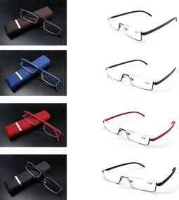 img 2 attached to 👓 VISENG 3 Pairs Half Frame Reading Glasses with Ultralight TR90 Frame & Rectangle Lens for Metal Frame Eyeglasses +1.5" with Case