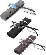 👓 viseng 3 pairs half frame reading glasses with ultralight tr90 frame & rectangle lens for metal frame eyeglasses +1.5" with case logo