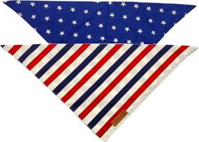 img 2 attached to 🐶 Realeaf Dog Bandanas 2 Pack, Stars + Stripes Set, Reversible Triangle Pet Scarf for Boy or Girl, Daily Doggie Bandana, Premium Durable Fabric, Adjustable Fit, Multiple Sizes Available