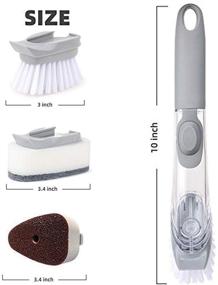 img 1 attached to 🧹 Long Handle Dishwashing Brush Set – Soap Control, Pot, and Dish Artifact with Hydraulic Oil Brush – Ideal for Kitchen Cleaning (1 x Handle, 2 x Brushes, 2 x Sponge Brushes, 2 x Emery Brushes)