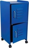 🔵 kidkraft painted wood medium storage locker on wheels - blue, 2 compartments, gift for ages 3+: organize in style! logo