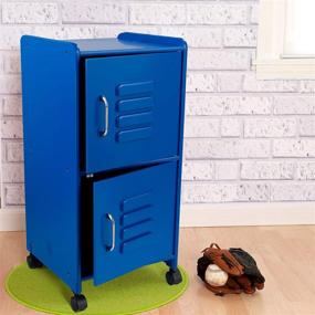 img 1 attached to 🔵 KidKraft Painted Wood Medium Storage Locker on Wheels - Blue, 2 Compartments, Gift for Ages 3+: Organize in Style!