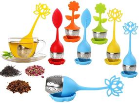 img 4 attached to 🍵 Effortlessly Brew Delicious Loose Leaf Tea with Pendolr Tea Infuser - 6 Pack Silicone Handle Stainless Steel Strainer, complete with Drip Tray!