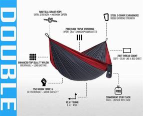 img 3 attached to 🌲 Pro Venture Double Hammock with Tree Straps and Carabiners - 400lbs Capacity - Portable, Lightweight Nylon 210T - Ideal for Camping, Backpacking, Hiking, Patio