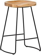 🪑 rivet modern industrial oak wood kitchen counter bar stool with black metal legs, 25.6"h - amazon brand logo