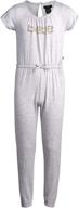 🏻 bebe girls' active jumpsuit - short sleeve tee and fleece jogger sweatpants romper logo