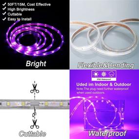 img 1 attached to Waterproof LED Rope Lights - 50ft SURNIE Pink Purple Strip Lights, Dimmable 💡 & Cuttable, Indoor/Outdoor 12V Plug-in Rope Lighting for Bedroom, Bar, Camping, RV, Landscape, Christmas, Halloween