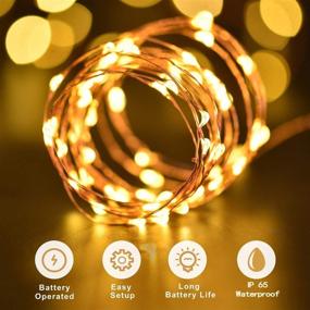 img 3 attached to 🌟 ANJAYLIA 2 Pack 33ft 100 LED Fairy Lights: Battery Powered, Waterproof & Dimmable String Lights with Remote Control Timer - Warm White