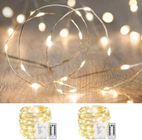 img 4 attached to 🌟 ANJAYLIA 2 Pack 33ft 100 LED Fairy Lights: Battery Powered, Waterproof & Dimmable String Lights with Remote Control Timer - Warm White