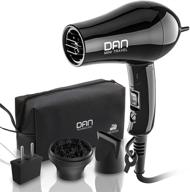 💨 dan technology 1200w travel hair dryer: lightweight & portable mini blow dryer with concentrator, diffuser, and nozzle attachment - fast drying for women on the go! logo