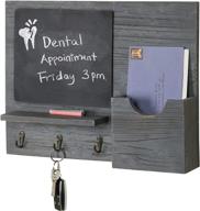 🔑 rustic grey wood entryway organizer with chalkboard & key hooks by mygift логотип