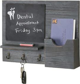 img 4 attached to 🔑 Rustic Grey Wood Entryway Organizer with Chalkboard & Key Hooks by MyGift