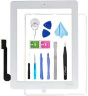 t phael white screen replacement for ipad 3 a1416 a1430 a1403 - touch screen digitizer front glass assembly with home button, camera holder, preinstalled adhesive, and tools kit logo