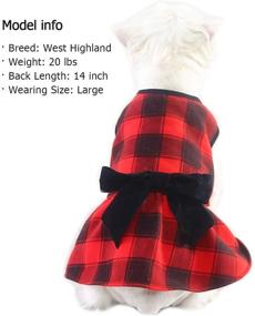 img 2 attached to KYEESE Dog Christmas Dress: Festive Plaid Checked Dress with Bowtie Sweater Dress for Small to Medium Dogs