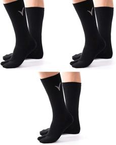 img 4 attached to Comfortable V-Toe Tabi Socks: 3 Pairs of Thick Cotton Blend Flip-Flop Socks, Size Women 9-12 Men 8-11