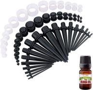 👂 complete bodyj4you 50pc gauges kit: all-in-one ear stretching set with aftercare jojoba oil wax, ranging from 14g-12mm tunnel plug taper set logo