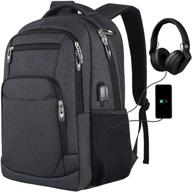 🎒 unisex backpack, dual-use for school, college, or business - laptop bag with usb charging port, accommodates 17.3" laptop and notebook logo