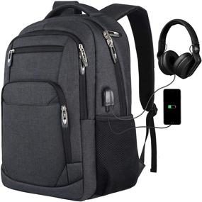 img 4 attached to 🎒 Unisex Backpack, Dual-Use for School, College, or Business - Laptop Bag with USB Charging Port, Accommodates 17.3" Laptop and Notebook
