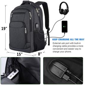 img 3 attached to 🎒 Unisex Backpack, Dual-Use for School, College, or Business - Laptop Bag with USB Charging Port, Accommodates 17.3" Laptop and Notebook