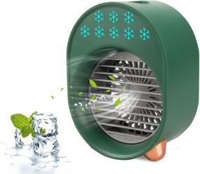 img 4 attached to 🌬️ USB-Powered Mini Cooling Personal Fan (GREEN) with Portable Air Conditioning, Cooler, Humidifier, and Mist Functions – Ideal for Home, Office, Dorm, Makeup, and Speed Drying