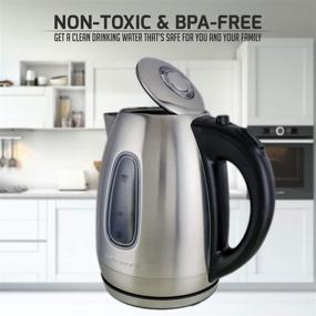 img 2 attached to 🔥 Ovente 1.7 Liter Stainless Steel Electric Hot Water Kettle - Fast Heating Element, 1100 Watt Power, Countertop Tea Maker, Boiler Heater with Automatic Shut-Off & Boil Dry Protection - Silver KS96S