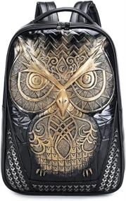 img 4 attached to 🦉 Gold-Embossed Leather Owl Graphic Backpack