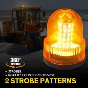 img 3 attached to 🚨 Highly Visible Amber/Yellow Rotating Revolving LED Beacon Strobe Light with Magnetic Mount - Xprite, 60LEDs 15W, Ideal for Snow Plow Truck UTV 12v Vehicle, Emergency Warning Caution Flashing Light