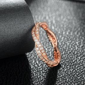 img 1 attached to 💍 Silver and Rose Gold-Plated Wheel of Fortune Ring by Presentski – Twist Eternity Love Band Rings with Cubic Zirconia for Women