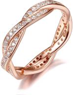 💍 silver and rose gold-plated wheel of fortune ring by presentski – twist eternity love band rings with cubic zirconia for women logo