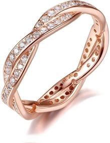 img 4 attached to 💍 Silver and Rose Gold-Plated Wheel of Fortune Ring by Presentski – Twist Eternity Love Band Rings with Cubic Zirconia for Women