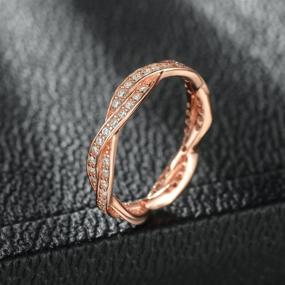 img 2 attached to 💍 Silver and Rose Gold-Plated Wheel of Fortune Ring by Presentski – Twist Eternity Love Band Rings with Cubic Zirconia for Women