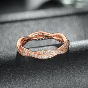 img 3 attached to 💍 Silver and Rose Gold-Plated Wheel of Fortune Ring by Presentski – Twist Eternity Love Band Rings with Cubic Zirconia for Women