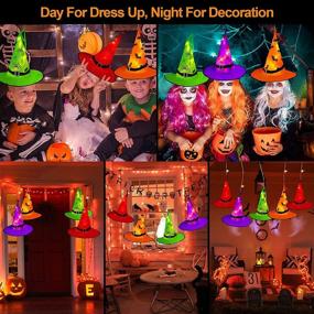 img 2 attached to 🎃 Enhance your Halloween Ambience with MZD8391 Halloween Decorations Lighted Witch Hats: 8Pcs Hanging Glowing Witch Hats 44ft Halloween Outdoor Lights String with 8 Lighting Modes for Outdoor, Garden, Yard, Tree