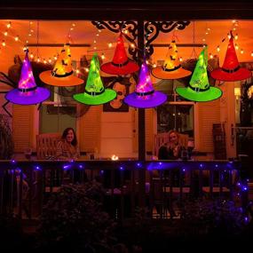 img 3 attached to 🎃 Enhance your Halloween Ambience with MZD8391 Halloween Decorations Lighted Witch Hats: 8Pcs Hanging Glowing Witch Hats 44ft Halloween Outdoor Lights String with 8 Lighting Modes for Outdoor, Garden, Yard, Tree