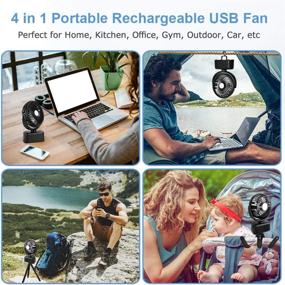 img 3 attached to 🏕️ Towkka Portable Camping Fan with LED Lights - Quiet Stroller Fan, 3-Speed & Brightness Settings - 4-in-1 Rechargeable 5000mAh USB Desk Oscillating Fan
