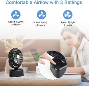 img 2 attached to 🏕️ Towkka Portable Camping Fan with LED Lights - Quiet Stroller Fan, 3-Speed & Brightness Settings - 4-in-1 Rechargeable 5000mAh USB Desk Oscillating Fan