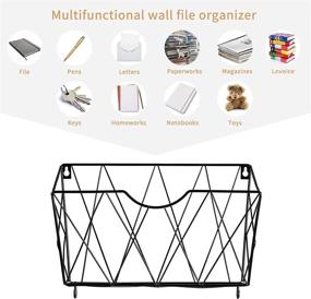 img 1 attached to 📚 Премиум подвесной органайзер для документов, набор из 3 штук с 12 крючками S - Идеально для офиса, дома или школы - Черные металлические подвесные корзины