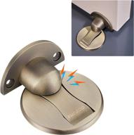 🚪 invisible magnetic door stop - retro brass floor mount magnet door stopper, wall prop hold open doorstop with 3m adhesive for home office bedroom door stop, no drilling required логотип